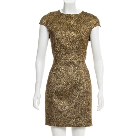 Diane Von Furstenberg Dresses & Skirts - DIANE VON FURSTENBERG Dress size 0 Metallic Gold HADLIE 2  Cap Sleeve RT $248